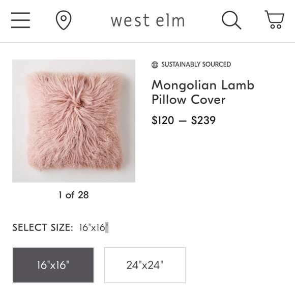 WEST ELM Mongolian lamb pillow cover - Picture 11 of 11